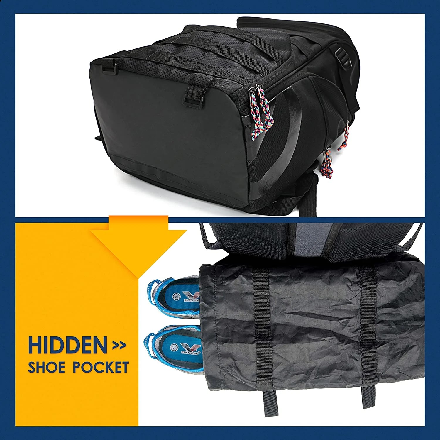 Large Basketball Backpack Bag with Ball Compartment and Shoe Pocket Outdoor Sports Equipment Bag Black Tk
